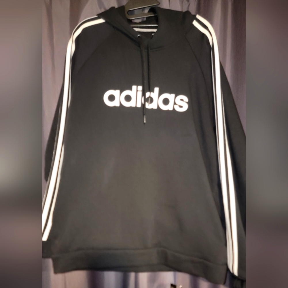 Adidas Black and White Sweater with Iconic Stripes